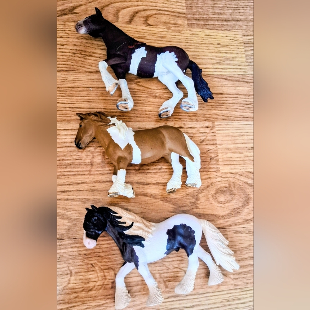 Schleich Set Of 3 Horses, Used, Clysdales